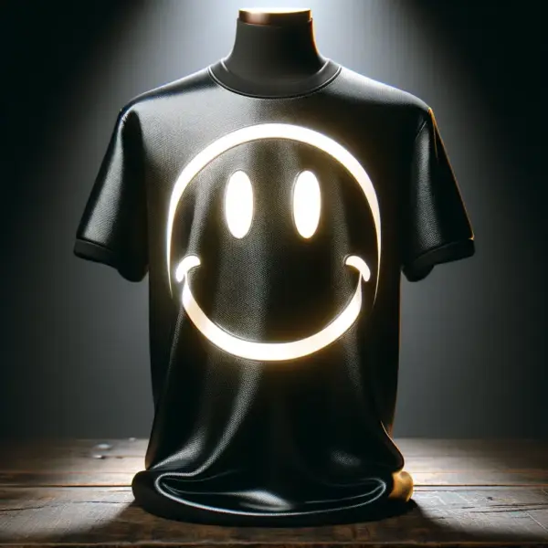 Sort T-shirt med smiley ansigt