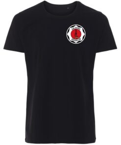 Sort t-shirt med Aalborg Judoklub logo