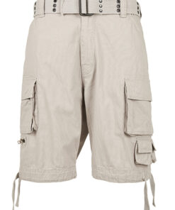 Beige cargo shorts med lommer og bælte