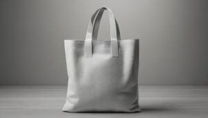 Hvid tote taske på grå baggrund