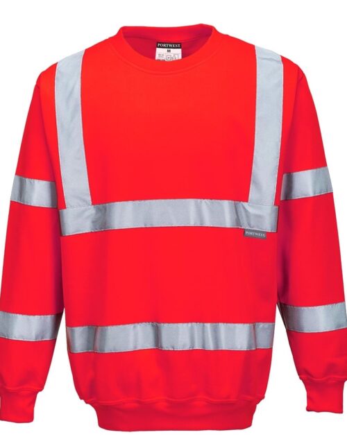 Rød refleks sweatshirt med sikkerhedsstriber
