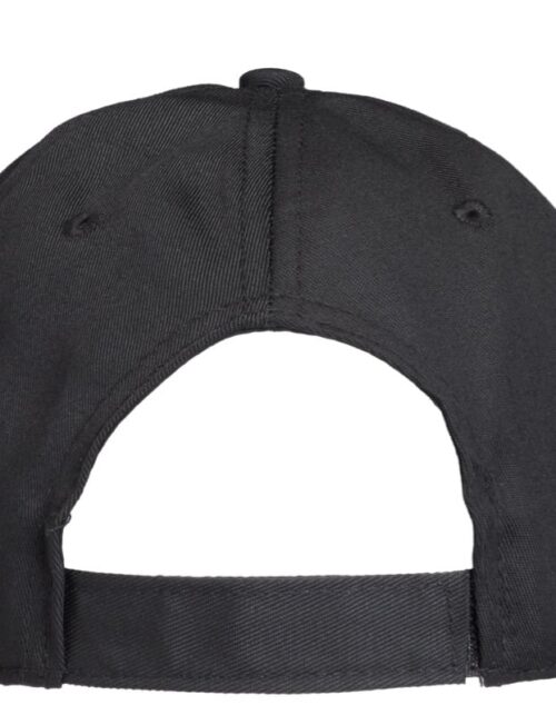 Sort kasket bagfra med justerbar rem