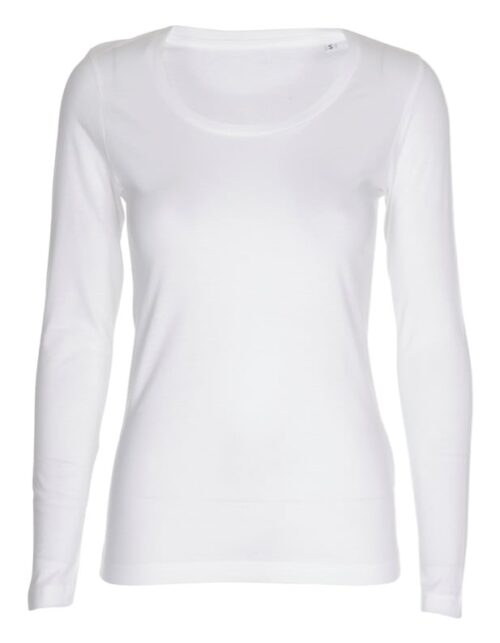 Hvid langærmet bluse til kvinder
