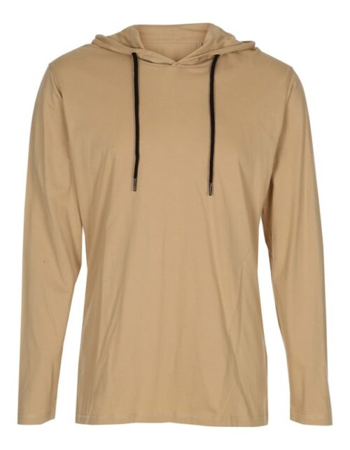 Beige hættetrøje med lange ærmer