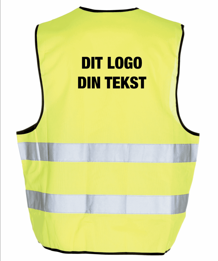 Refleksvest med logo – rygvisning