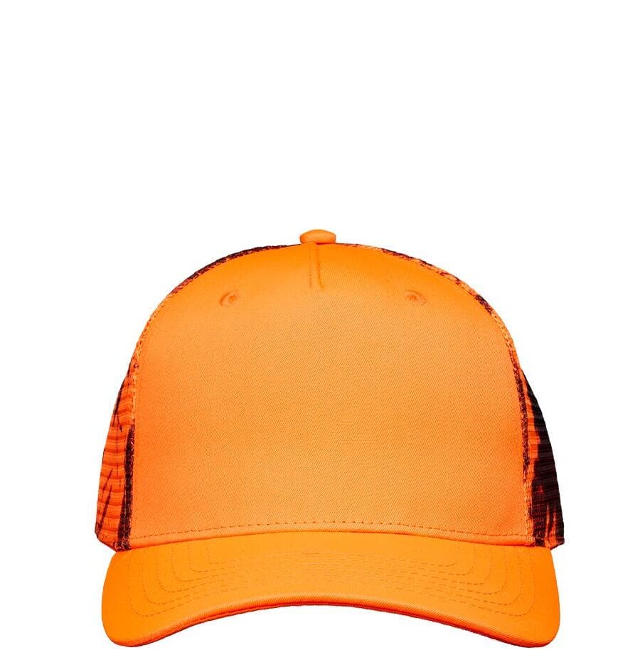 Orange kasket med netstof på siderne