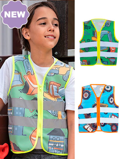 Ny børnevest med refleks og farverige mønstre