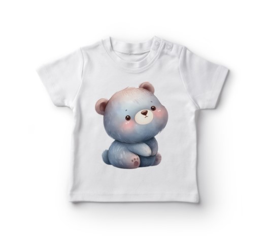 Hvid T-shirt med sødt bamsemotiv