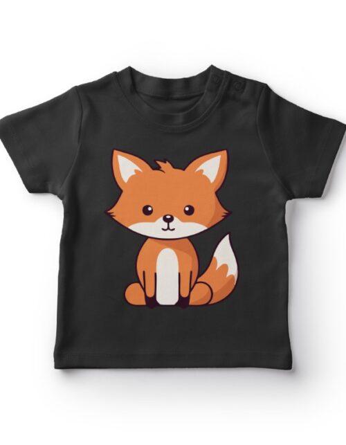 Sort t-shirt med tegnet rød ræv