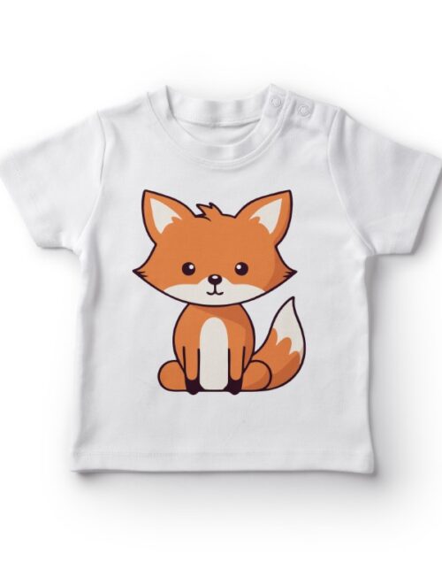 Hvid t-shirt med sød ræveillustration