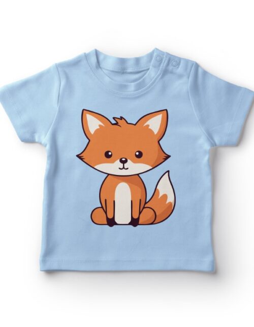 Blå T-shirt med tegneserie ræv motiv