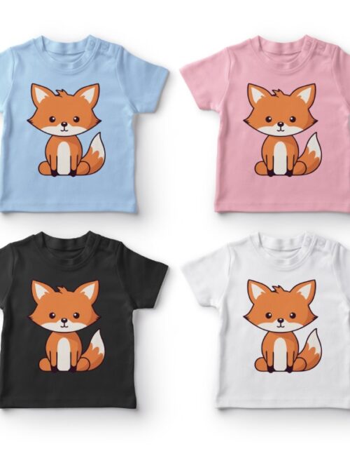 Fire t-shirts med tegneserie ræv design.