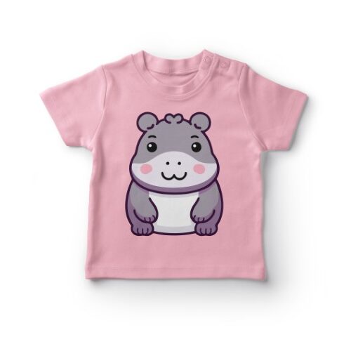 Lyserød T-shirt med tegneserie-flodhest