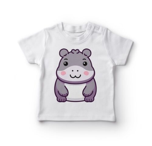 T-shirt med sød flodhestetegning til børn