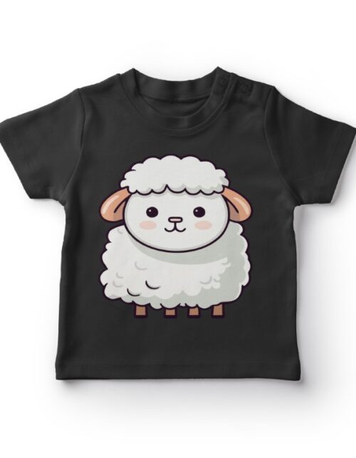 Sort t-shirt med tegnet fåreprint