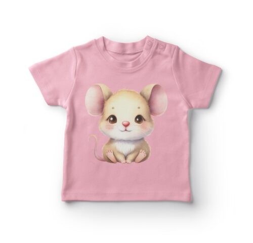 Lyserød t-shirt med sød mus illustration