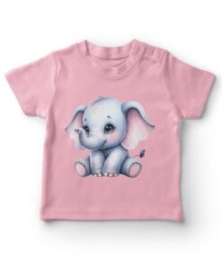 Lyserød t-shirt med sød elefant illustration