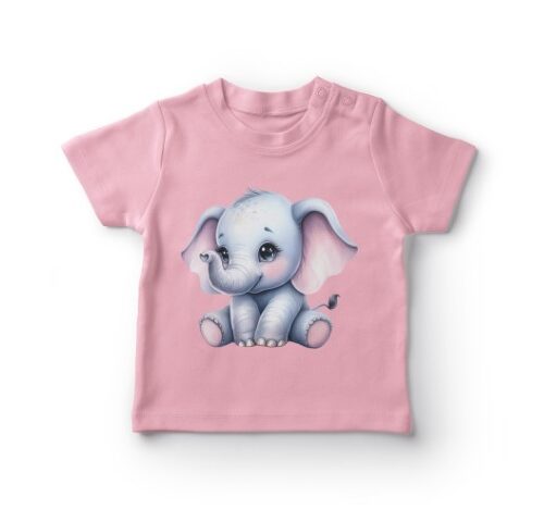 Lyserød t-shirt med sød elefant illustration