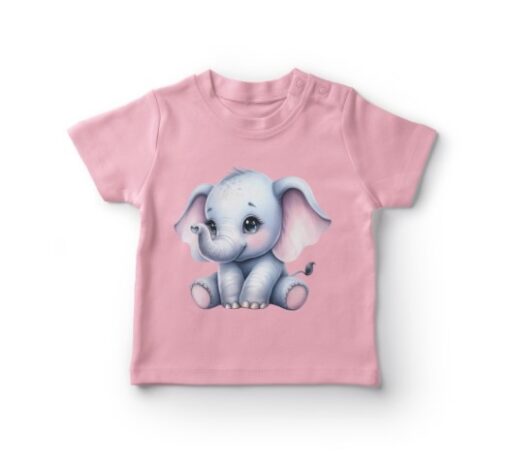 Lyserød t-shirt med sød elefant illustration