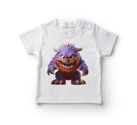 Hvid t-shirt med farverigt monsterprint