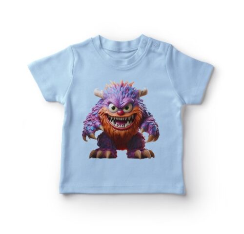 T-shirt med illustration af farverigt monster