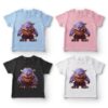 Fire T-shirts med farverige monsterdesigns