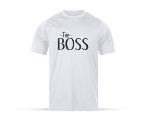 Hvid T-shirt med tekst The Boss