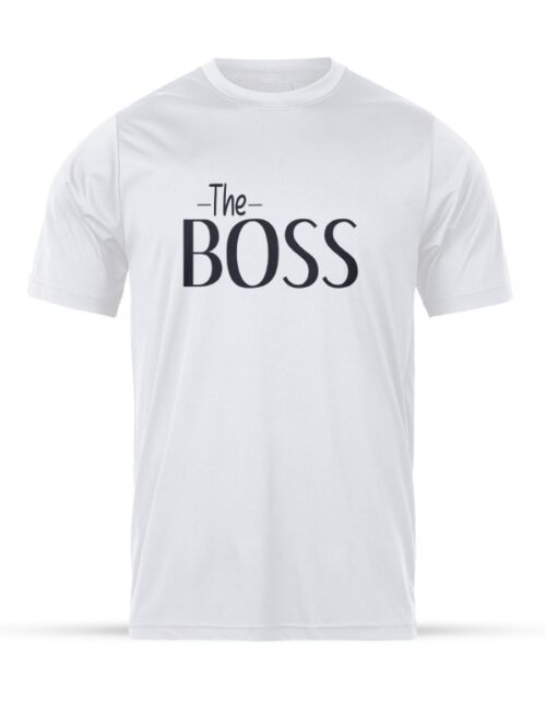 Hvid T-shirt med tekst The Boss