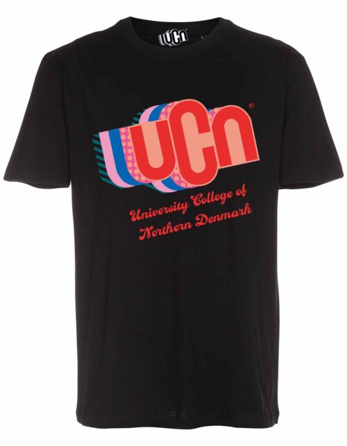 Sort t-shirt med UCN logo og tekst