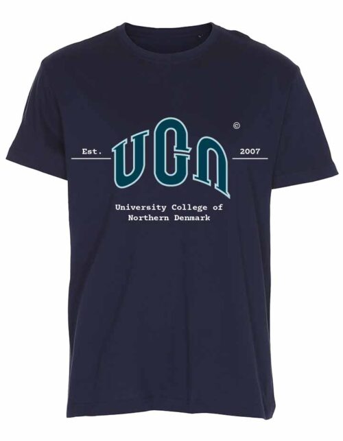 Mørkeblå UCN t-shirt med hvid tekst