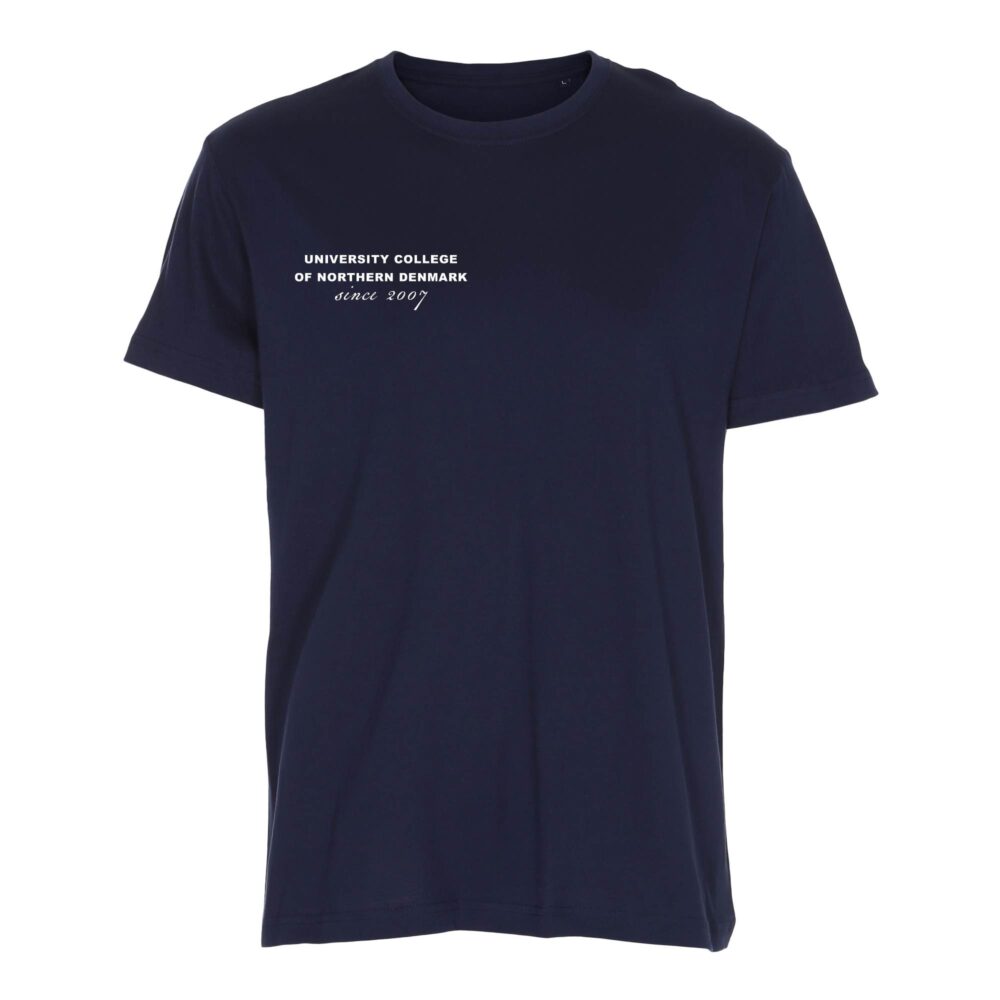 Mørkeblå T-shirt med universitetstekst fra 2007