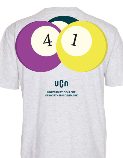 T-shirt med logo, tal og farvede cirkler