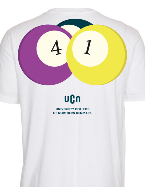 UCN t-shirt med nummerlogo i lilla og gul