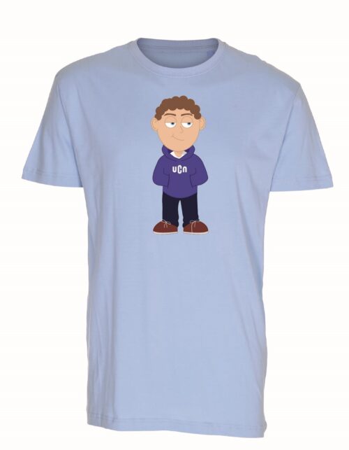 Blå T-shirt med tegneseriefigur design
