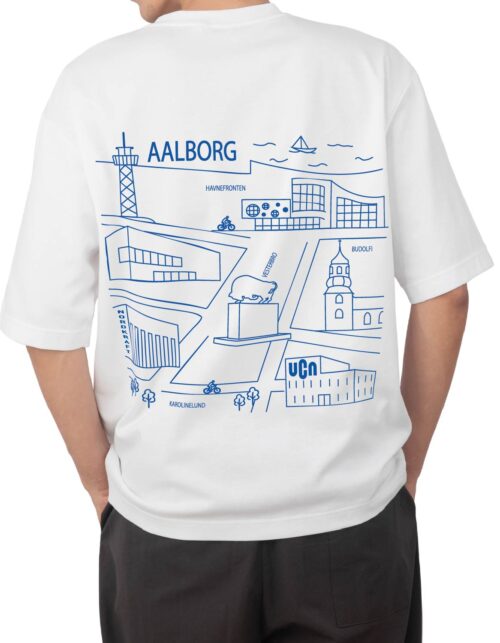 T-shirt med Aalborg bykort illustration