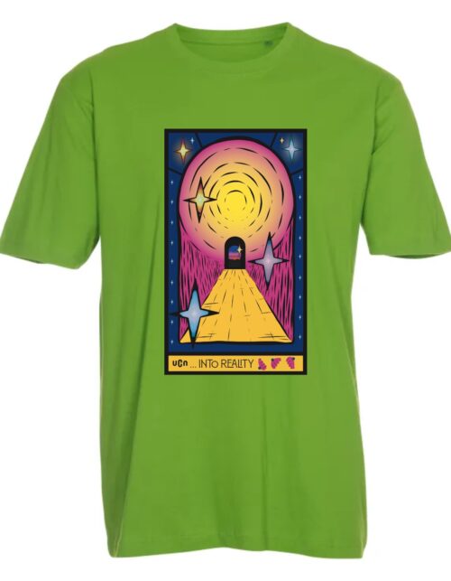 Grøn t-shirt med farverigt abstrakt designprint