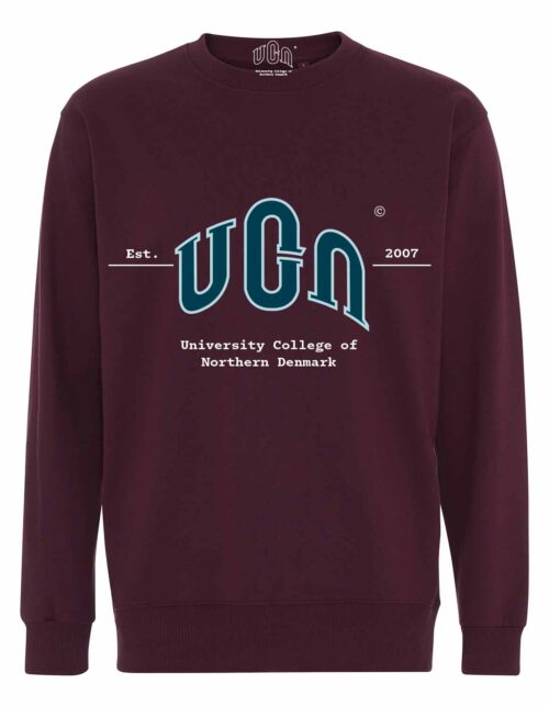 Bordeaux sweatshirt med UCN-logo og tekst.