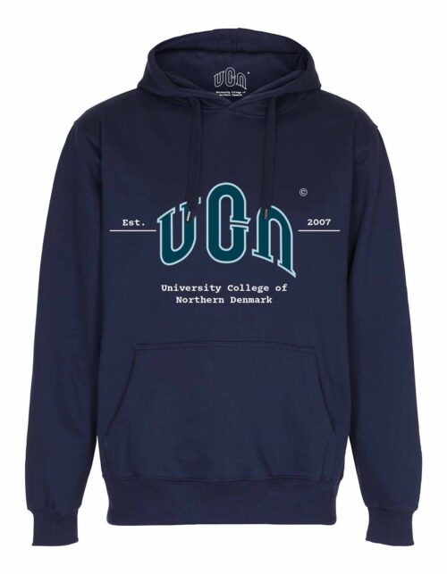 Marineblå hættetrøje med UCN-logo