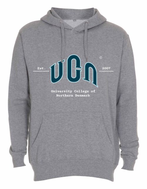 Grå hættetrøje med UCN-logo