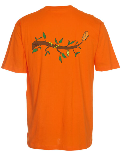 Orange t-shirt med grenmotiv på ryggen