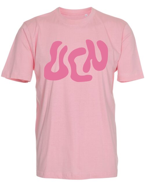 Lyserød T-shirt med abstrakt pink design
