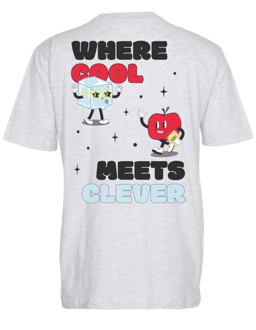 T-shirt med tegneseriefigur og tekst 'Where Cool Meets Clever'