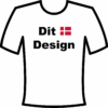 Hvid T-shirt med teksten Dit Design og flag.