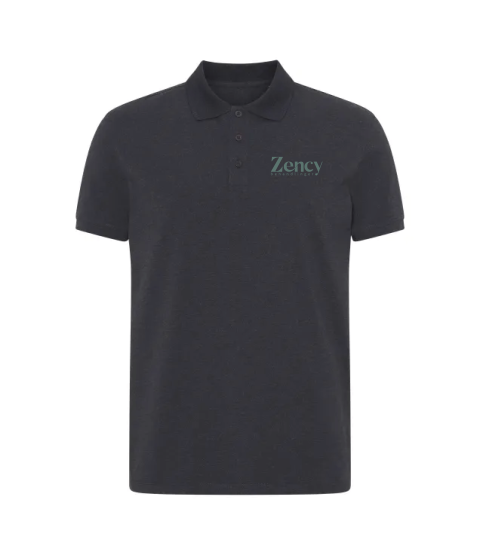 Sort Zency polo med trykt logo foran