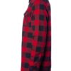 Rød og sort ternet flannelsskjorte set fra siden