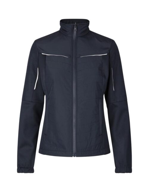 Mørkeblå jakke med lynlås og reflekser
