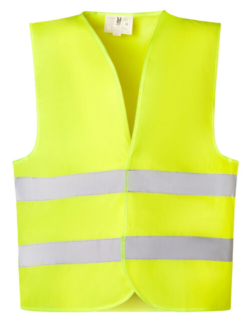 Gul refleksvest med sølvstriber