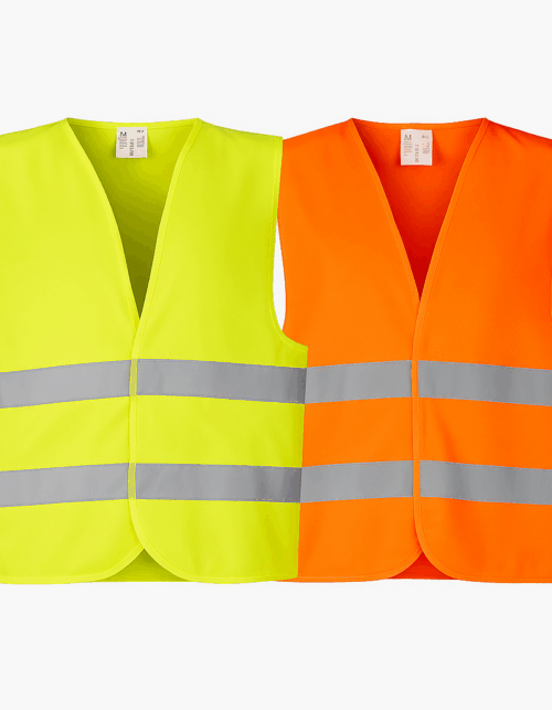 Gule og orange refleksveste til sikkerhed