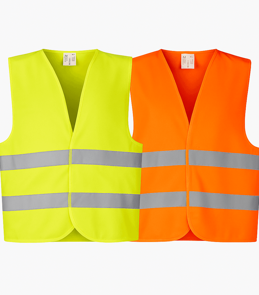 Gule og orange refleksveste til sikkerhed