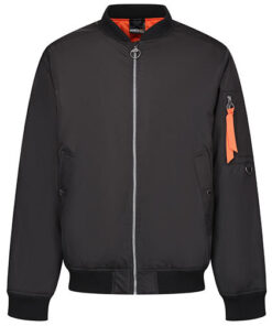 Sort bomberjakke med orange foring